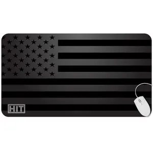 HIT Black American Flag Custom Design Desk Pad 4mm Thick Durable Surface Water-Resistant Non-Slip Base for Home Office Gaming Setup
