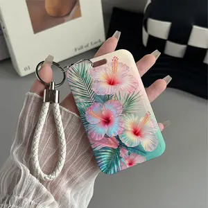 Hibiscus Glow Pattern Design Plastic Id Card Holder With Lanyard for Doctors, Nurses, Students-Bus Card Case, Campus Card Protector Perfect Halloween Christmas Gift