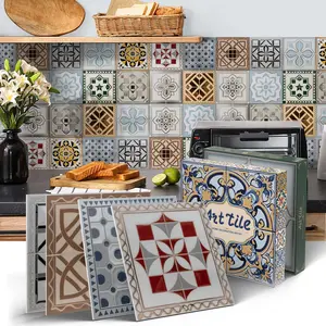 12/24PCS Gift Box ART PE Crystal Tile Stickers Vintage Geometric Mix Waterproof Oil-Proof Kitchen Bathroom Wall Decor