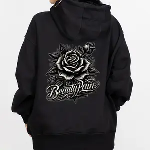 Beauty Pain Roses - Dark Love, Toxic Love Chicano Chicana - Sad Girls, Womenswear, Menswear, Unisex Hoodie T-Shirt Sweatshirt, Digital Style Printed Soft Outdoor, Fashion, Styles