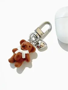 Cute Teddy Bear Flocked Bag Charm, Plush Keychain with Cozy Vibes, Adorable Gift Idea, Perfect for Bags and Phones