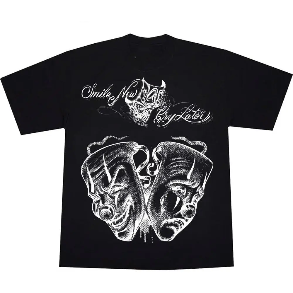 Men's Short-Sleeve Sports T-Shirt - Smile Now Cry Later 8 Graphic Tee, Chicano Cholo Streetwear, Gangster Clothing, Fabric Menswear