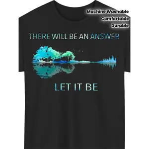 Men's T‑shirt with "Let It Be" print and iconic signature silhouette – pure cotton casual crew‑neck tee, ideal for daily wear and fans of the iconic song – machine washable, durable and comfortable everyday essential