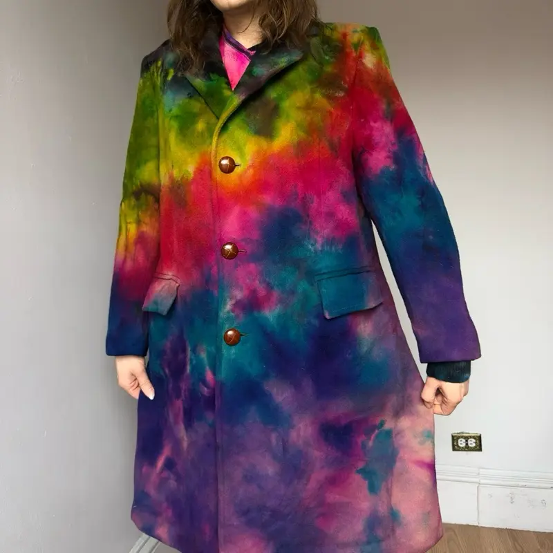 Xl-L Men’s 48” Chest Rainbow Trench Wool Thick Coat