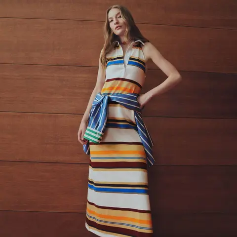 Rosie Assoulin Women's Sleeveless Polo Striped Maxi Dress - Multi
