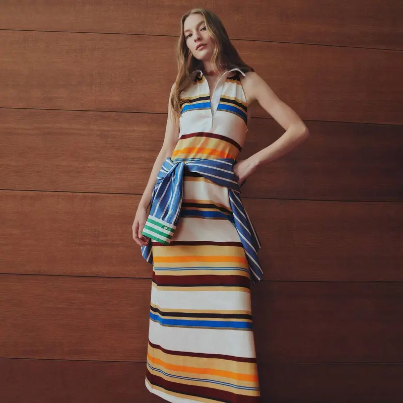 Rosie Assoulin Women's Sleeveless Polo Striped Maxi Dress - Multi