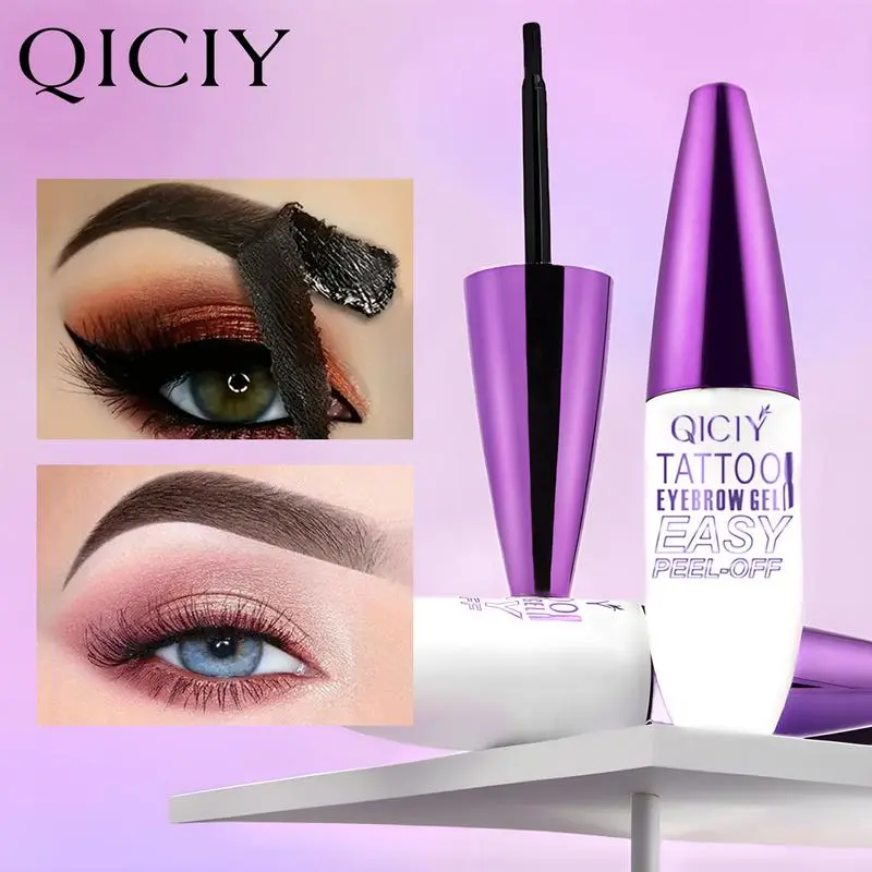 Peel Off Eyebrow Tint Gel, Semi-Permanent Color Brow Dye, Waterproof Long-Lasting Tattoo Eyebrow Gel for Fuller Defined Brows Makeup, Smudge-Proof, Easy Peel, Lasts Up To 3 Days