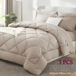 Bedding Set 3 Piece - Duvet Cover and 2 Pillowcases, Soft Breathable Bed Linen, Modern Minimalist Design, Multiple Sizes, Gift Idea, Quilted Duvet Set