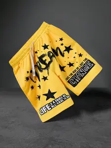 Men's Star Print Drawstring Waist Shorts, Loose Casual Comfy Breathable Shorts for Daily Wear, Fashion Men's Bottoms for Summer, Graphic Shorts