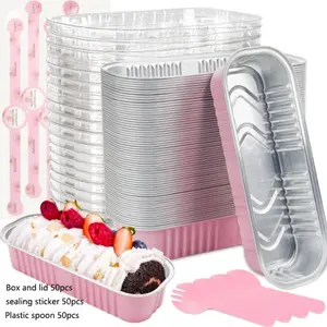 Mini Bread Baking Pans Set, 150-Pack Aluminum Foil Muffin Cups with Lids & Spoons, Ideal for Holiday Treats, Food Storage, Takeout