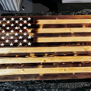 Rustic Wooden Flag - Natural Wooden Design with Stars and Stripes, Ideal for Home Decor and Patriotic Themes