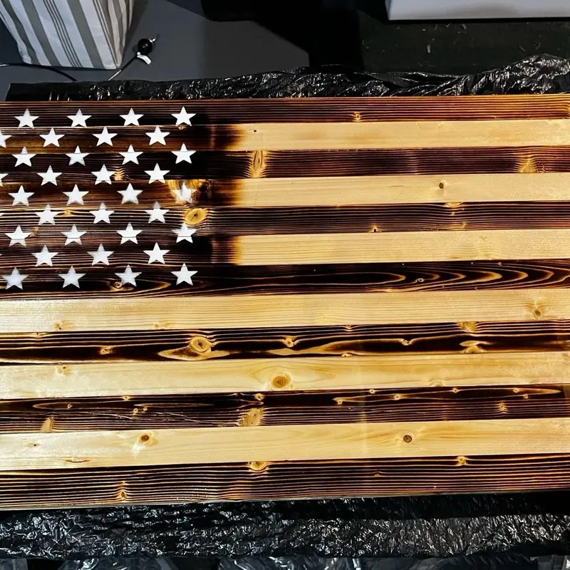 Rustic Wooden Flag - Natural Wooden Design with Stars and Stripes, Ideal for Home Decor and Patriotic Themes