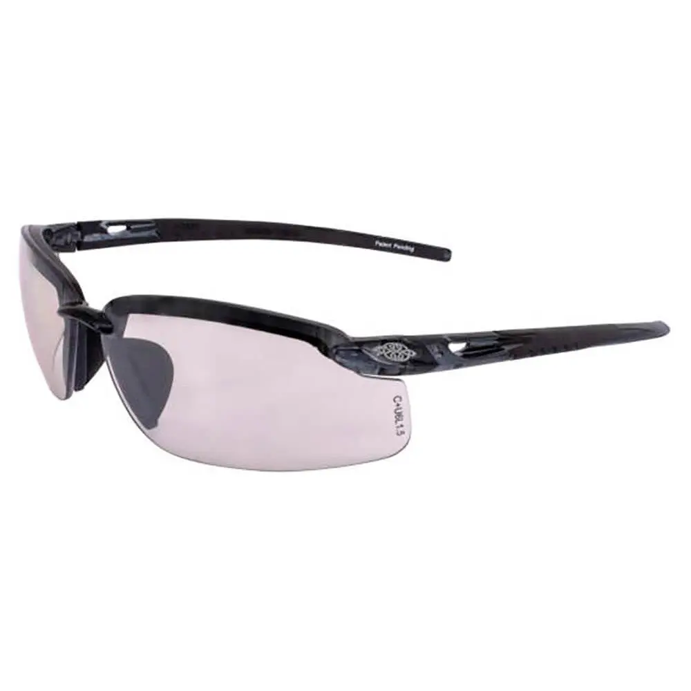 Crossfire ES5 Safety Glasses - Black Frames, Indoor-Outdoor Non-Polarized Polycarbonate Lenses, 125 mm Frame Width, Sun Protection Safety Gear for Home Improvement, Security Work