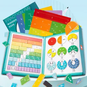 Wooden Fraction Book Set for Kids Learning Math, Educational Teaching Tool, Learning Materials, Perfect Christmas Halloween Gift, Educational Toy