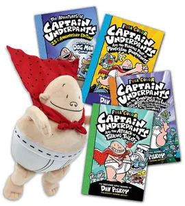 Captain Underpants Starter Pack (4 Books with Plush)
