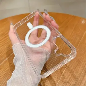 Magnetic Charge Cellphone Case Cover for Samsung Galaxy S25 S24 S23 S22 S21 Ultra Plus FE S25 Edge A15 A16 A26 A35 A36 A54 A55 A56 Ultra-Clear Acrylic Slim case