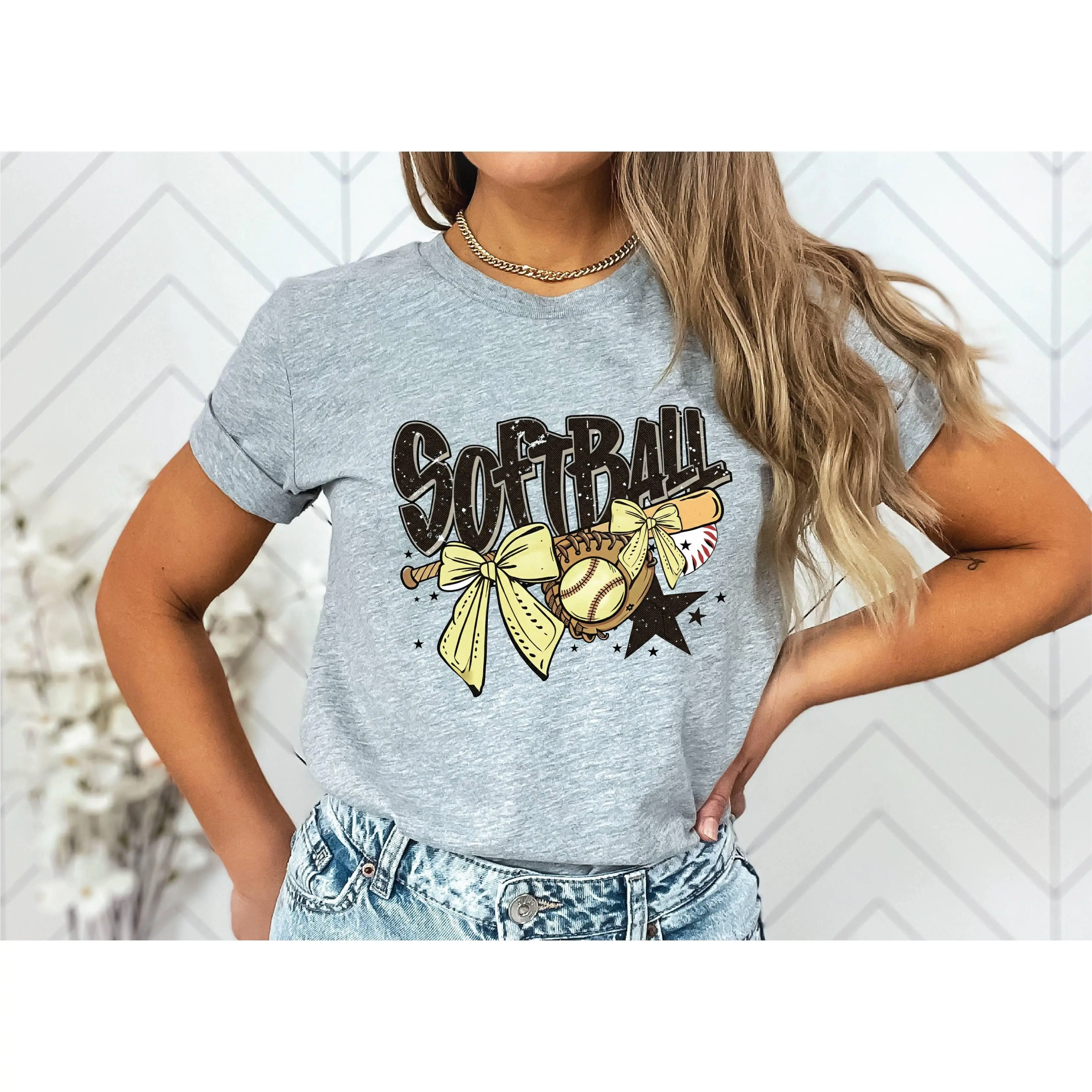Softball Bows Bat- Athletic Grey Unisex Tee Softball Bows Bat- Athletic Grey Unisex Tee