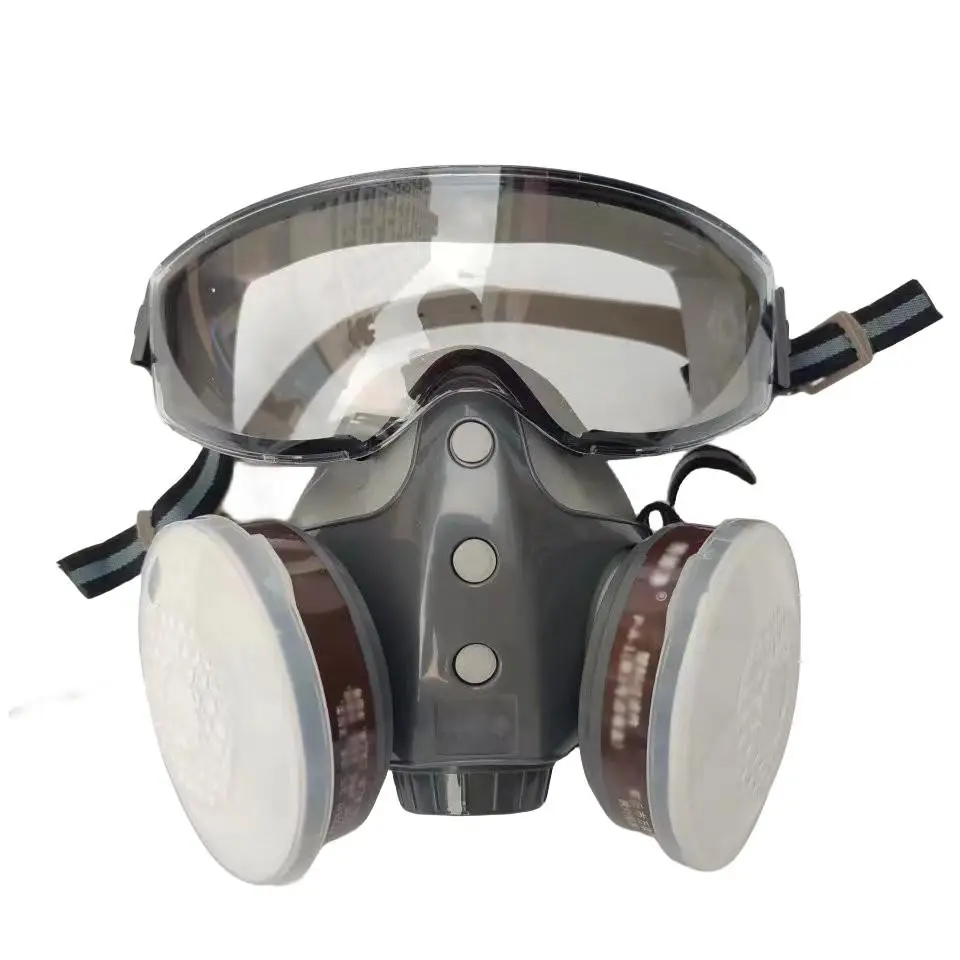 Reusable Respirator, Anti-virus Integrated Mask, Paint Spray Dust Mask with Goggles, Chemical Exposure Respirator for Home, Outdoor, Work