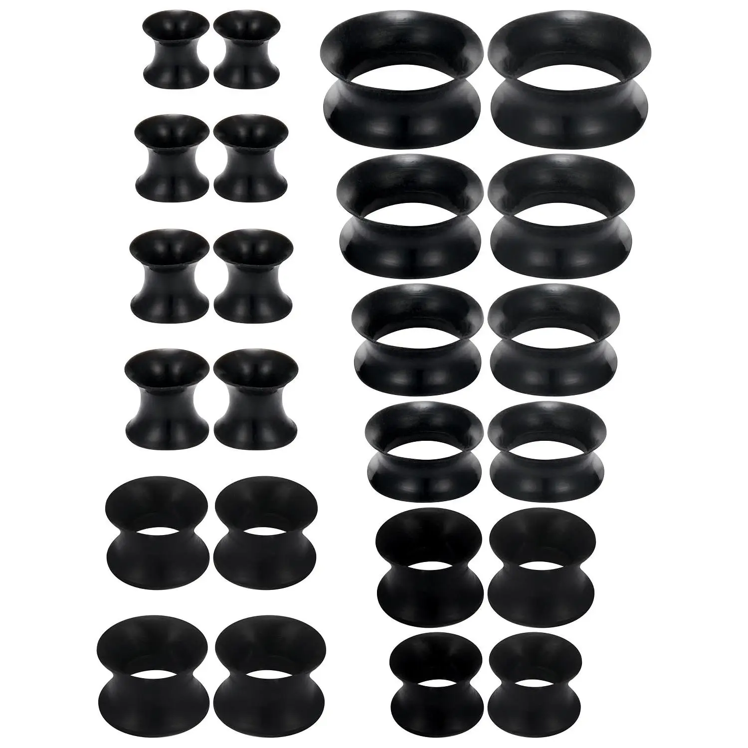 Silicone Ear Gauges Set 10g 8g 6g 4g 2g 0g 00g 12mm 14mm 16mm 18mm 20mm Ultra Thin Flexible Plugs Tunnels Earrings Flesh Expander Stretching Kit Gauge Earlets For Women Men
