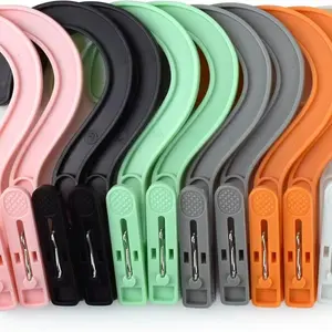 12-Piece Multi-Color Non-Slip Sturdy Plastic Laundry Hooks & Boot Hangers with Hanging Clips, Hanger Space Saving, Ideal for Bathing Suit Organization & Portable Home Use