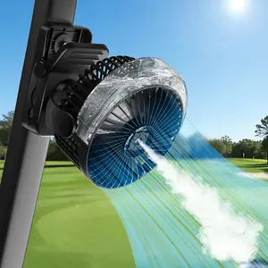 ADUST Magnetic Golf Cart Fan with Misting, 6-Inch Clip on Portable Fan, 12000mAh Rechargeable Battery, 4Speeds, 3Levels Lights, 2Spray Modes, Gift for Men&Women, Cruise Ship Travel Accessories