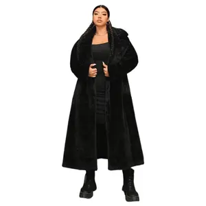 Plus Size Luxurious Faux Fur Coat - Soft, Elegant Lapel Collar, Long Sleeve, Longline Design, Warm and Cozy for Fall and Winter - Women's Stylish Outerwear for Curvy Figures
