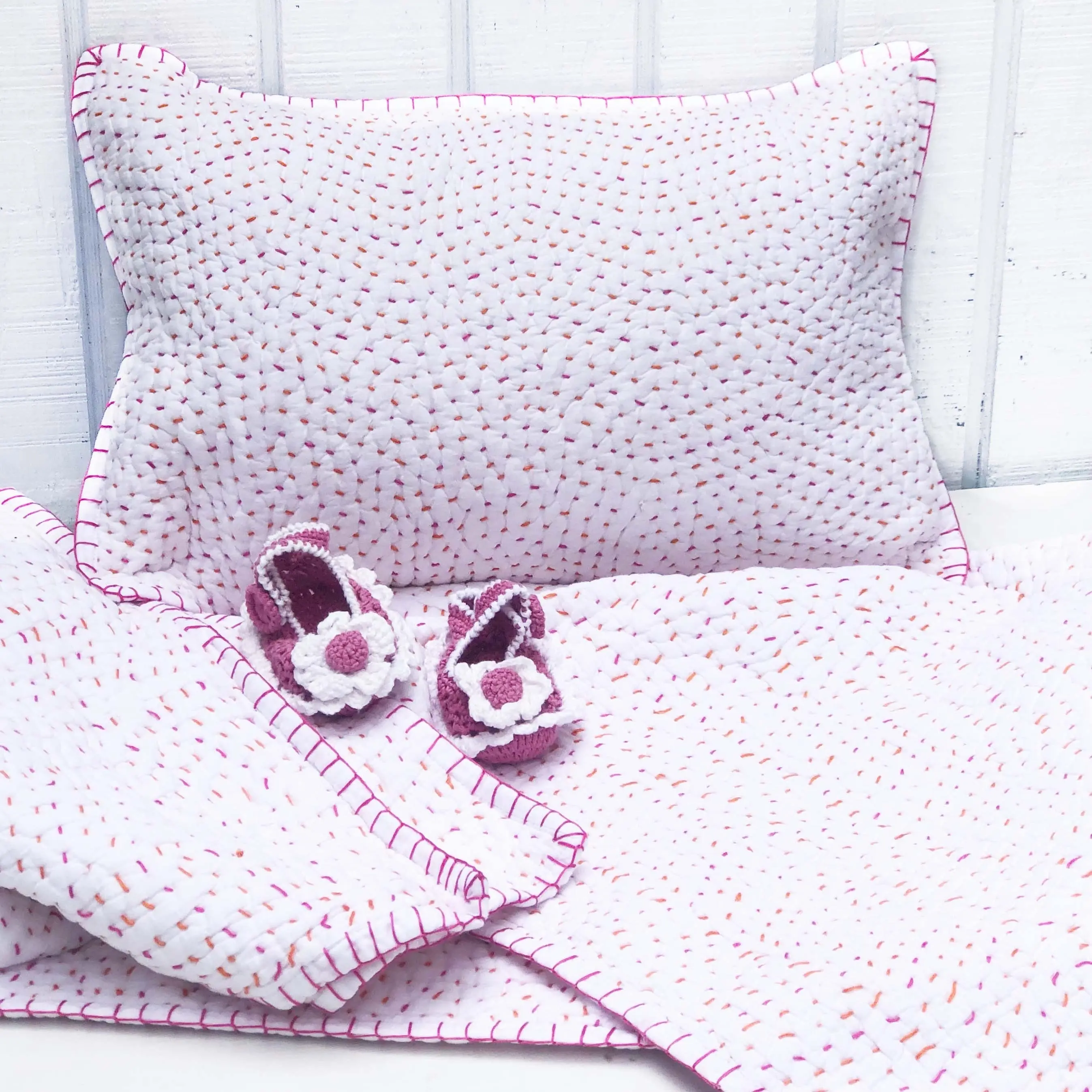 Organic Mini Blanket Set-Pink
