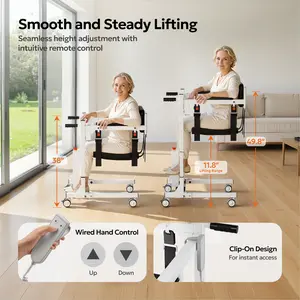 Juswell Patient Lift Transfer Chair, Electric Patient Lift for Home with Emergency Stop & Battery Indicator, Foldable Transfer Chairs for Seniors, Elderly, Bed to Sofa, Wheelchair Transfer