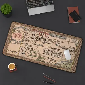 LOTR Middle Earth Map Mousepad - The Hobbit Map Desk Mat - Gift For Gamer - Mothers Day Gift