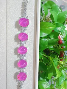Evelyn(8252)gc.Man-made pink starlight copper bracelet $26/pc （The bracelet only – no fancy box included）