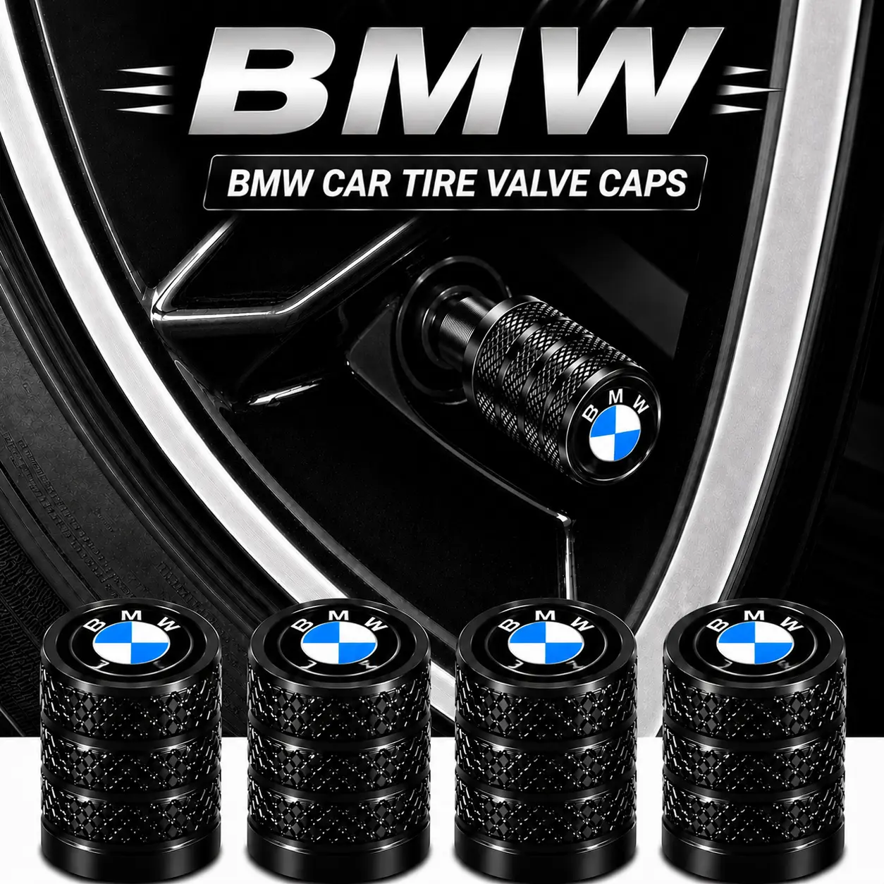 5Pcs Luxury Anodized Aluminum Tire Valve Stem Caps Fit for BMW 3 Series 5 Series X3 X5 X1 X7 7 Series 2 Series 4 Series M3, Matte Surface Airtight Rubber Seal Anti-Corrosion Premium Car Wheel Valve Protector Parts