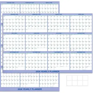 24" x 36" 2026 Wall Calendar, Folded Wet & Dry Erase Wall Calendar 12 Month, Yearly Laminated Wall Calendars, Reversible Annual Planner, Horizontal/Vertical, with Julian Dates