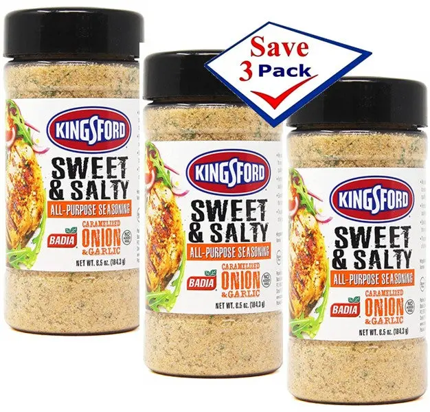 Kingsford Sweet & Salty All Purpose Seasoning - 6.5 oz, Pack of 3, US Sazon Spice, Seasoning for Grilling, Rich Flavor for Barbecue