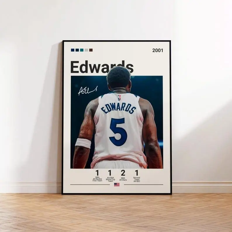 Anthony Edwards Poster, Timberwolves Print, Edwards Fan Gift, Basketball Gifts, Home Office Decor, Basketball Poster, Sports Bedroom Print