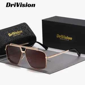Drivision Unisex Retro High-End Craftsmanship Stylish Square Frame Outdoor Party Sunglasses UV400