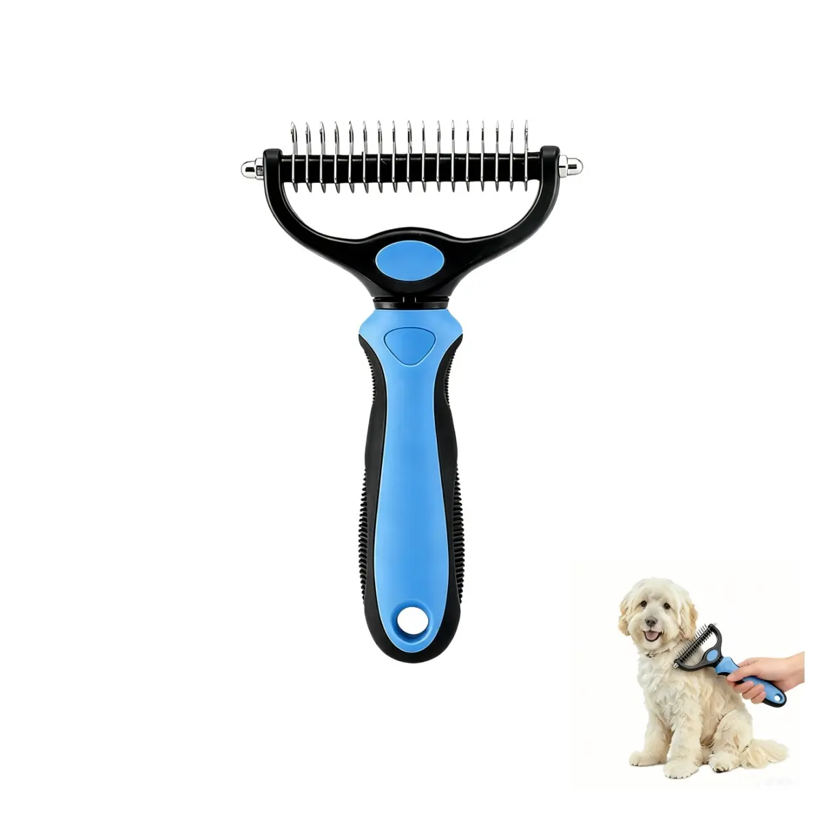 Pet Dematting Comb-Pet grooming brush,2026 Double-Sided Pet Grooming Comb - 1-Click Clean Undercoat Rake for Dogs & Cats, Detangles Shedding Mats