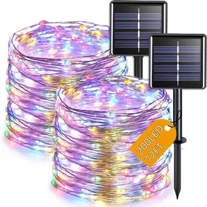 Solar String Lights Decorative 2-Piece Set, 72ft-200 LED Lights, 8 Modes, Nickel Battery Powered, Remote-Controlled, Ideal for Outdoors & Events