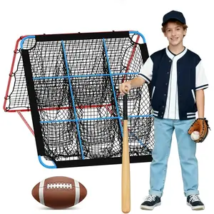 Baseball Rebounder Net and 9 Hole Pitching Net, 12 Angle Adjustable Baseball Bounce Back Trainer, Multi-Sport Training Equipment for Softball, Volleyball, Soccer