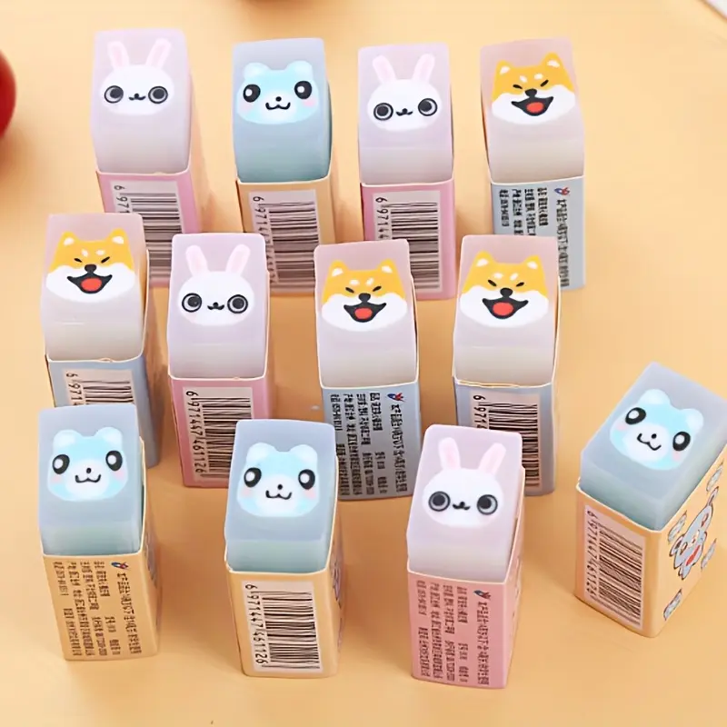 Cute Animal Design Eraser (6 Counts/set), Creative Multi-purpose Eraser for Students, Office Stationery & Supplies
