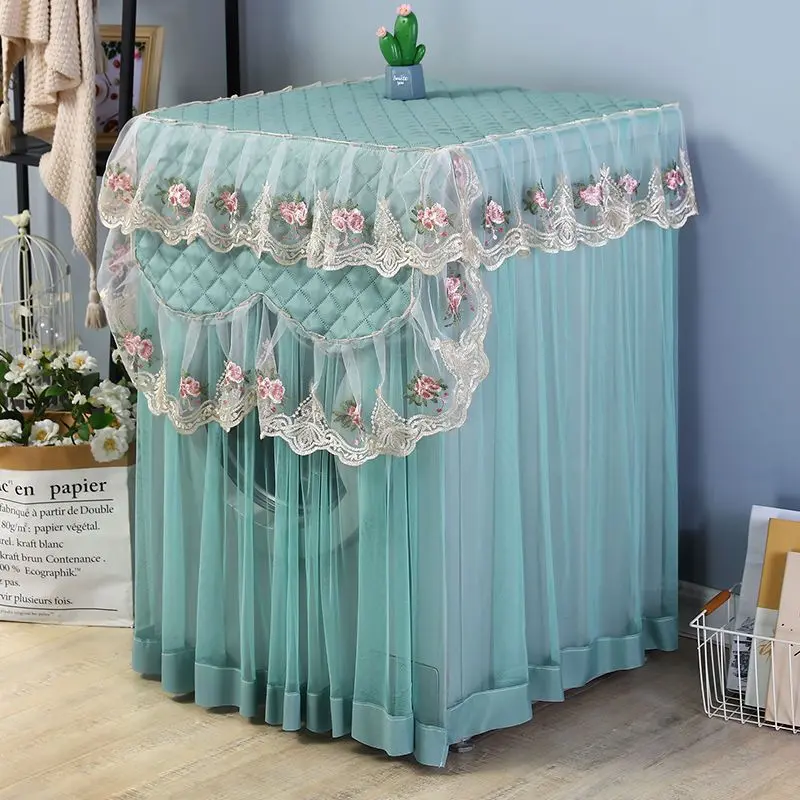Modern Lace Front-Loading Washing Machine Sunshade & Dust Cover for Haier, Little Swan, Siemens - Universal, Floral Embroidery, Easy Installation, Room-Fit New Home Care Dust Cover