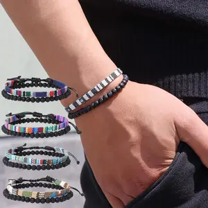 Men's braided beach bracelet, adjustable bohemian summer bracelet, string beaded bracelet for men and women