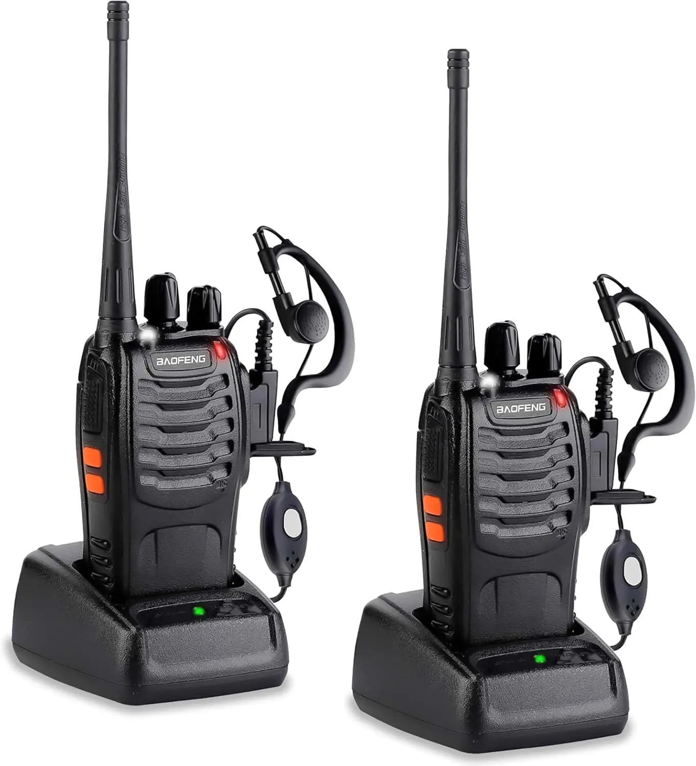 Baofeng Walkie Talkie BF-888s Rechargeable Two-Way Radio, Long-Distance Handheld Communicator, Professional UHF Wireless Radio Set with Built-In Headset, Includes Headset, Lithium Battery, and Charger, Pack of 2