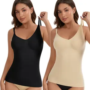 Women Compression Tank Top Shapewear Tummy Control Body Shaper Seamless V Neck Camisole Tops