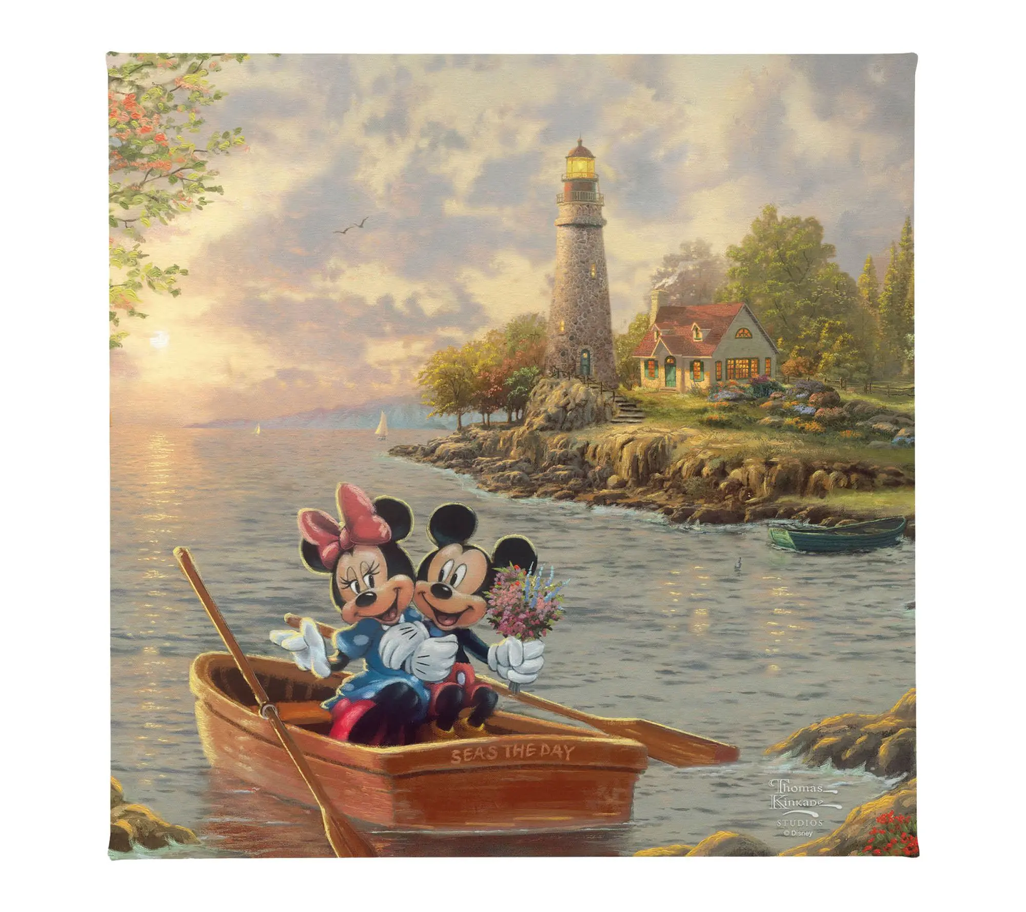 Thomas Kinkade Mickey&Minnie Lighthouse Cove 14X14 Gallery Wrap