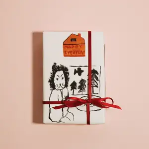 Premium Single Sheet Gift Wrapping Paper, Beautiful Cozy Afternoon Painting Design with Spotted Kitten & Lion, 20.47*30.71 Inch, Creative Cartoon Wrapper Perfect for Birthday, Party, Holiday & Confession Gift Packaging