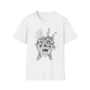 Floral Skull Softstyle T-Shirt - Boho Aesthetic, Graphic Tee for Festivals, Gifts, Art Lovers, Everyday Wear, Summer