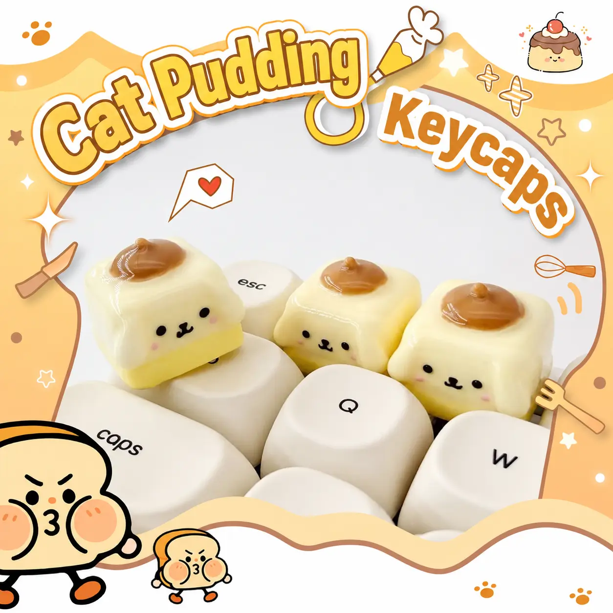 Personalized Kawaii Pudding Dog Keycap - Cute Theme, Playful Look, ESC Key Position Fit, Magnetic Axis & Mechanical Keyboard Compatible, Fun and Functional Accessory