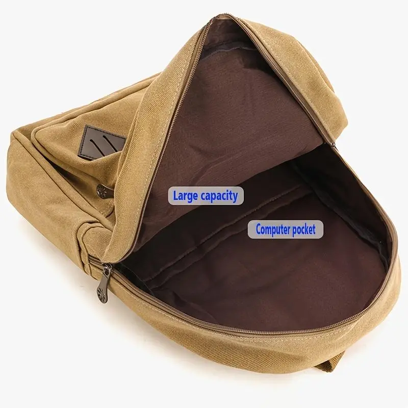 Custom Embroidered Canvas Backpack, Retro Style Large Capacity Carry-All for Travel, School, and Daily Commuting, Go Large Backpacks, Graphic Embroidered Backpacks