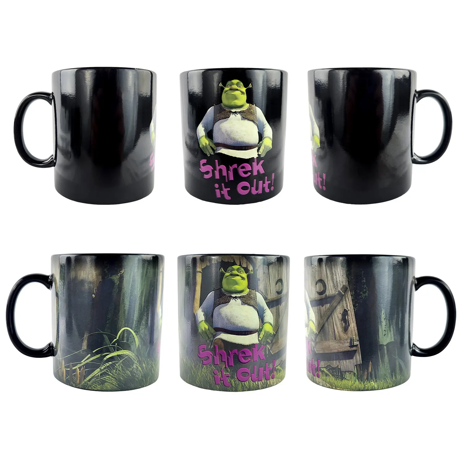 Shrek Mug Heat Activated Scene Color Changing Shrek It Out 15 oz Ceramic Coffee Cup