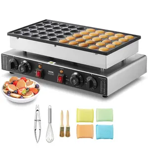 VEVOR Mini Dutch Pancake Maker, 50PCS 43mm Diameter Dorayaki Baker Machine, 1700W Commercial Electric Poffertjes Grill, Non-stick Stainless Steel, Dual Temp Time Control, for Home Kitchen Restaurant